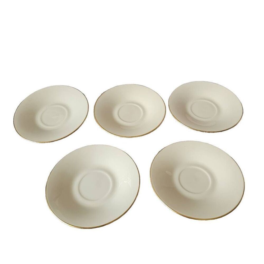 Vintage Lenox hayworth 5 saucers ivory gold trim